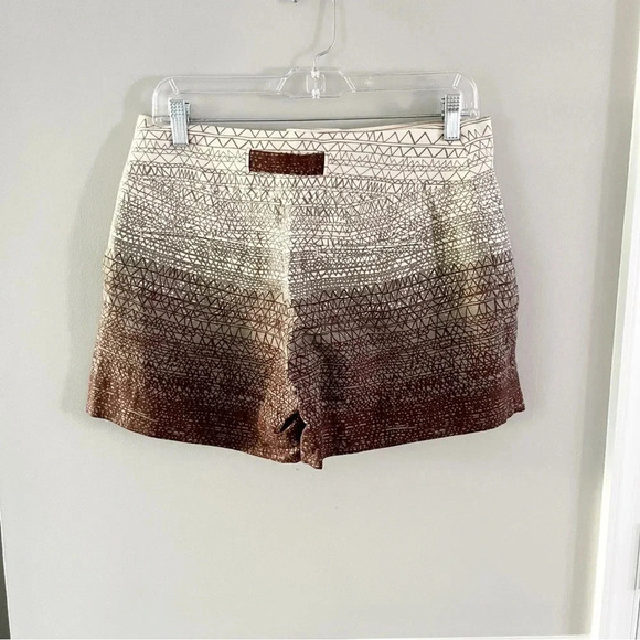Anthropologie Coquille Linen Blend Scribble Ombre Neutral Belted Shorts Size 4 - Picture 3 of 5